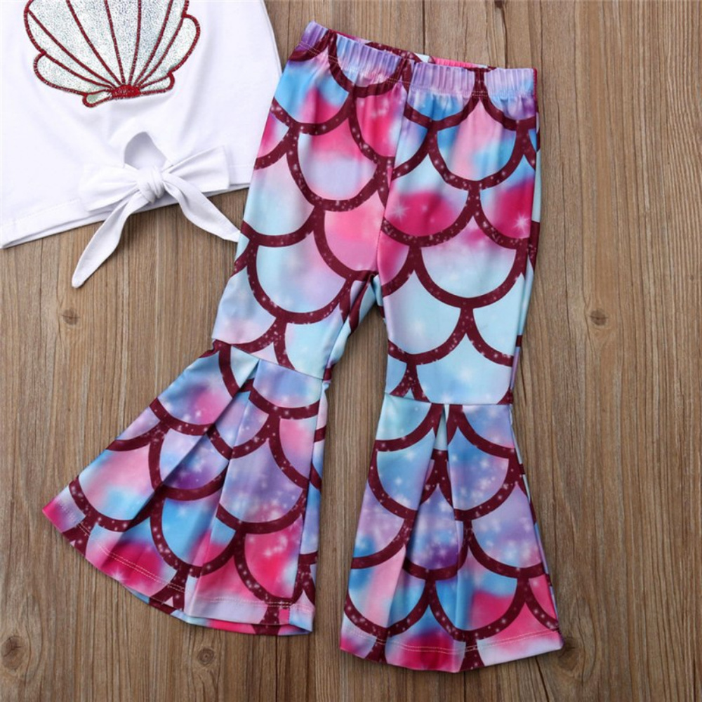 Silver Sea Shell Crop Top Mermaid Leggings Outfit - Picture 3 of 4